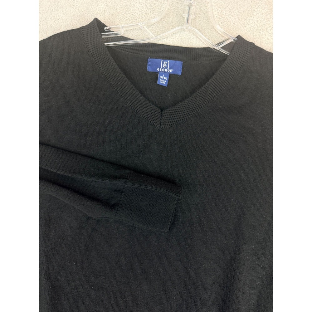 George Mens V-Neck Sweaters Lot of 2 Large Black Blue Cove GM49Y005 Size L 42-44